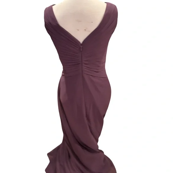 Azazie Purple Pleated Midi Dress - Picture 4 of 9